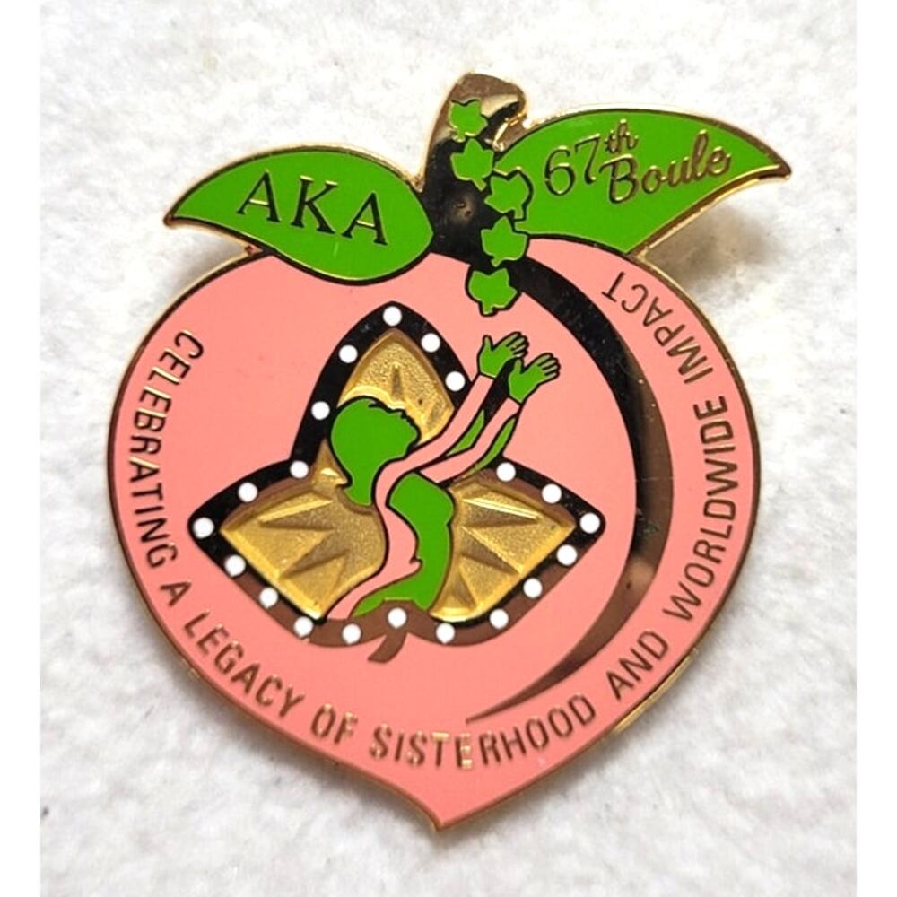 Vintage Alpha Kappa Alpha AKA Sorority 67th Boule Peach Lapel Pin Sisterhood
